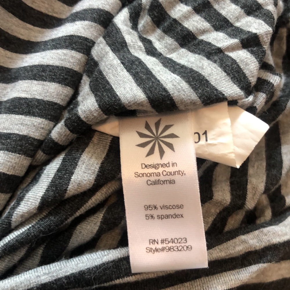 Athleta Short Sleeved Gray White Stripped  dress - Picture 7 of 8